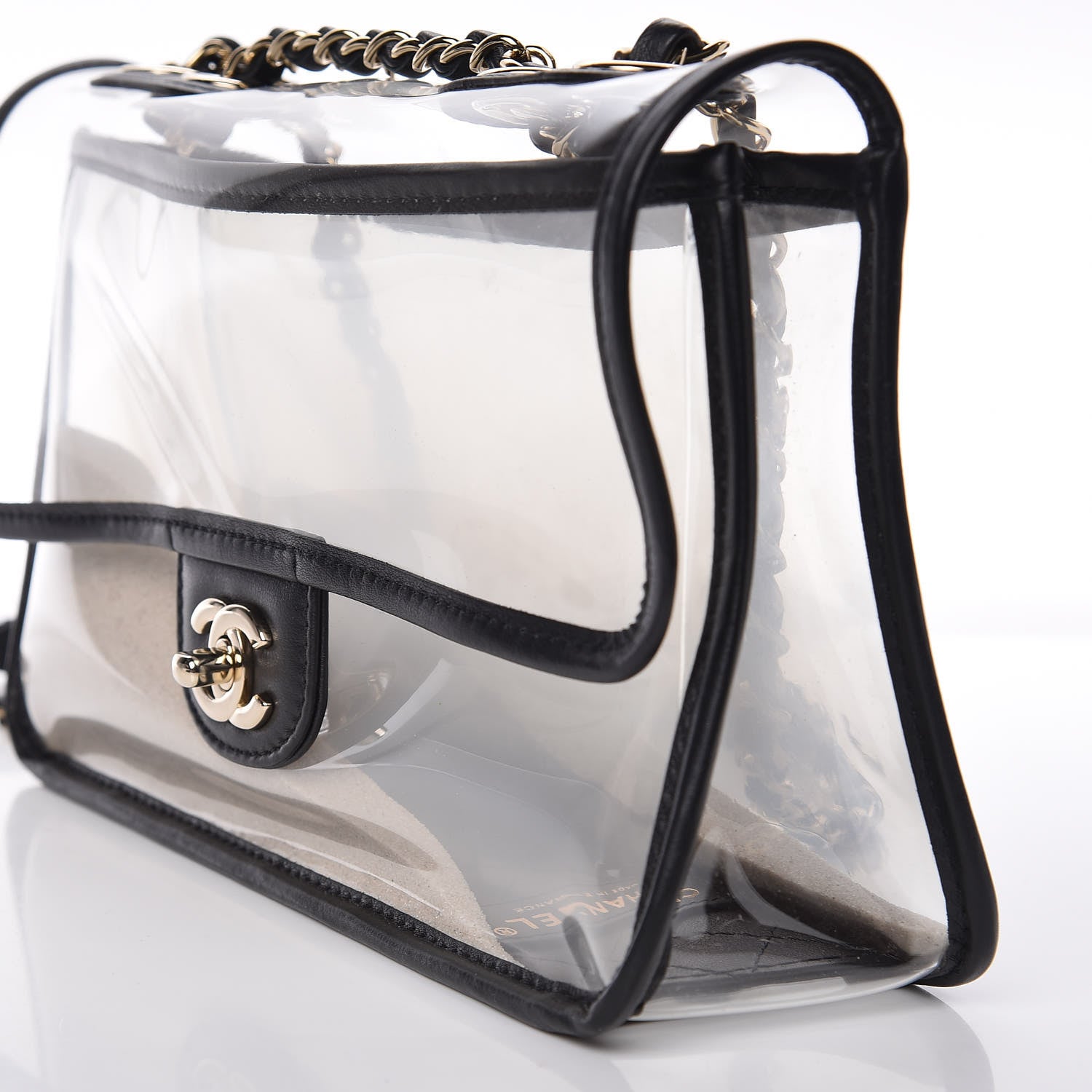 Chanel Lambskin PVC Medium Coco Sand Flap Black 13 of 14