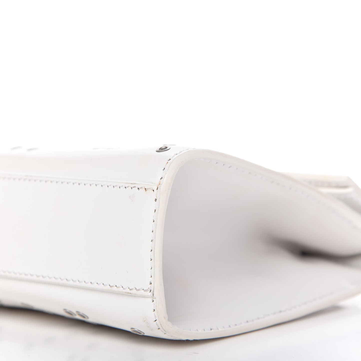 Calfskin Grommet Studded Clutch White