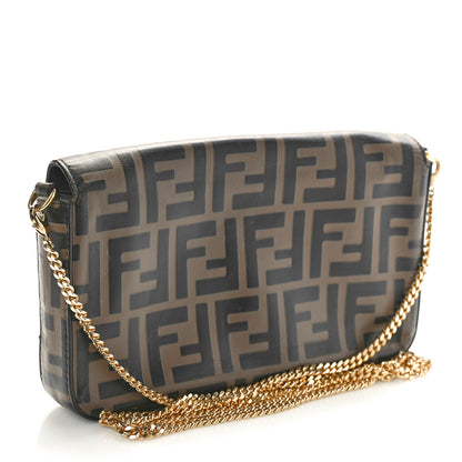 Fendi Vitello Soft F is Fendi Bi-Color FF 1974 Embossed Envelope Wallet On Chain with Pouches Maya Black 4 of 12
