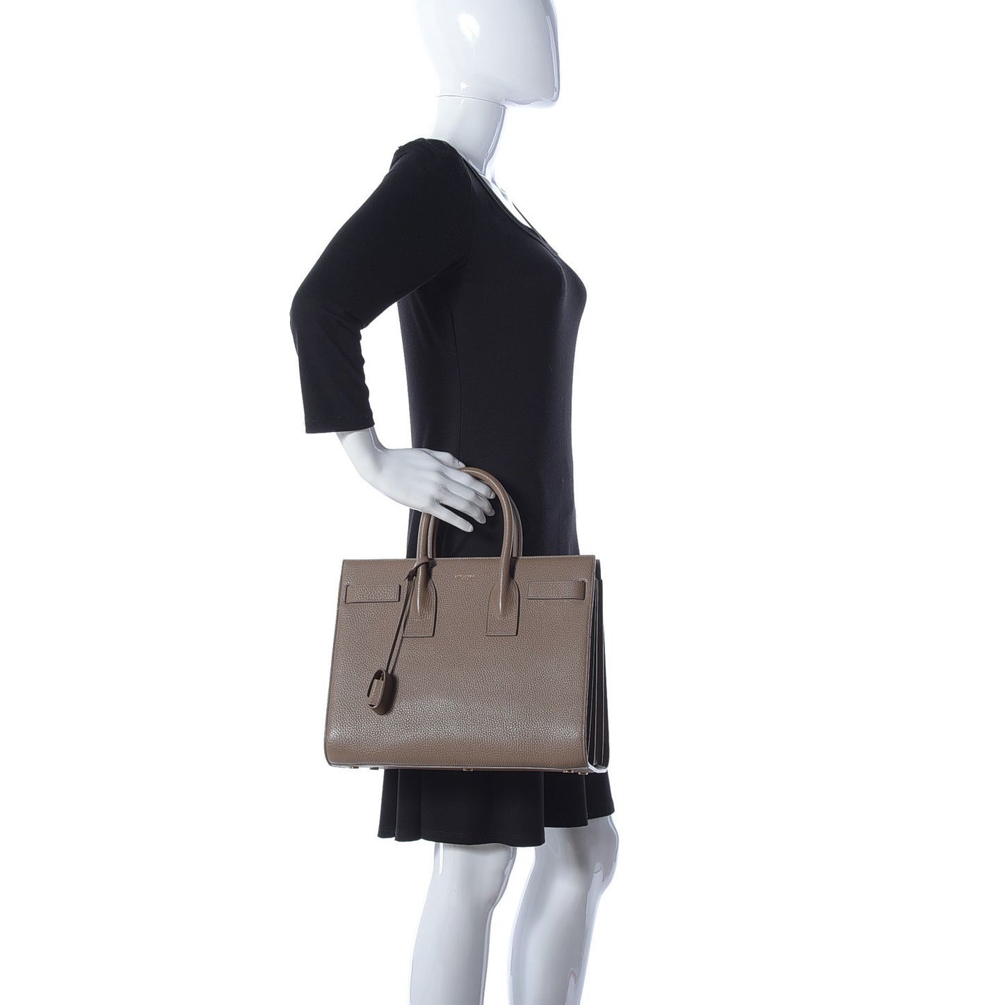 Grained Calfskin Small Sac De Jour Taupe