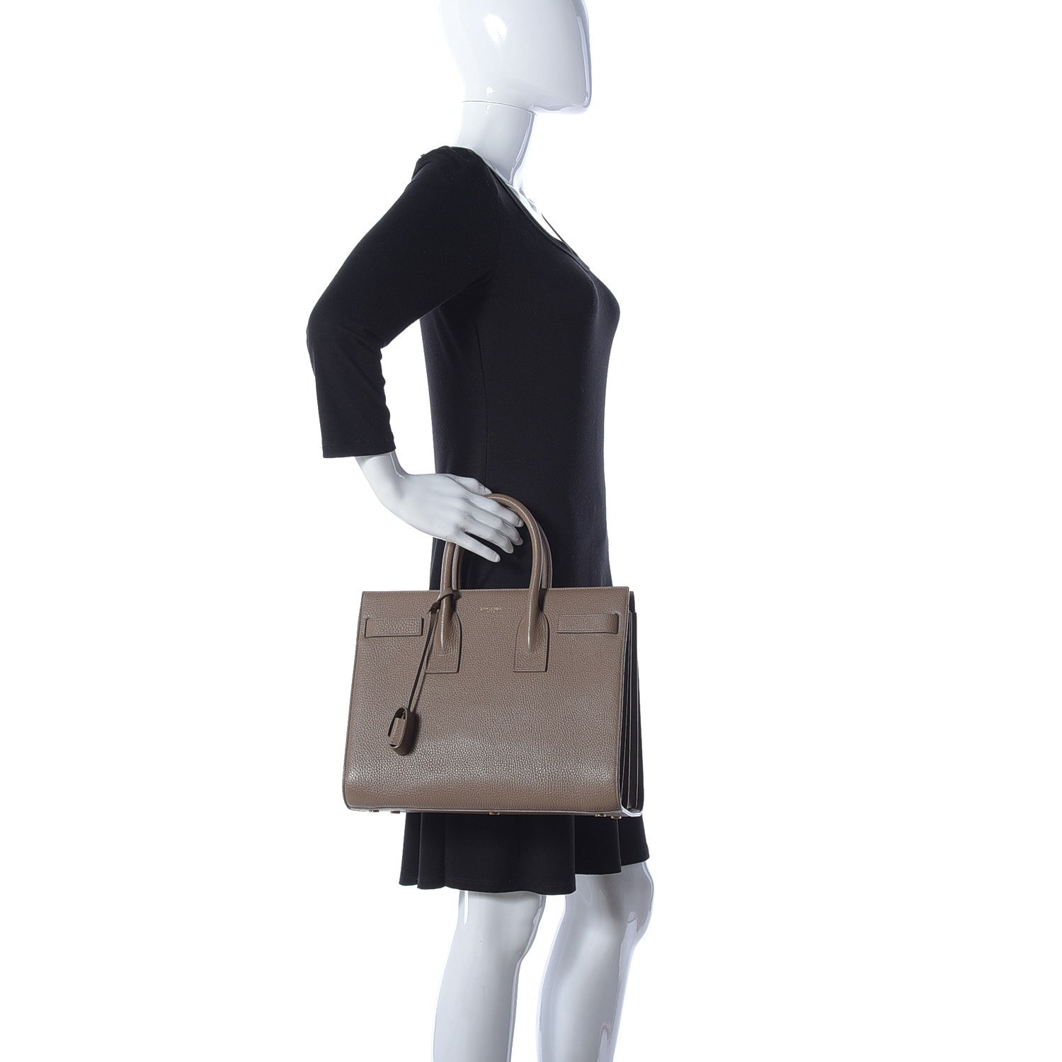 Saint Laurent Grained Calfskin Small Sac De Jour Taupe 3 of 12