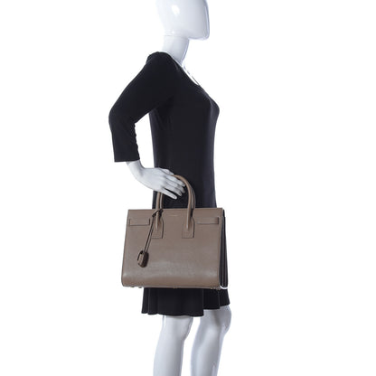 Saint Laurent Grained Calfskin Small Sac De Jour Taupe 3 of 12