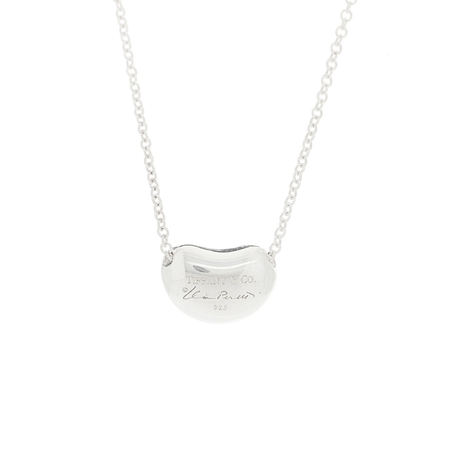 Tiffany Sterling Silver Elsa Peretti 12mm Bean Pendant Necklace 6 of 6