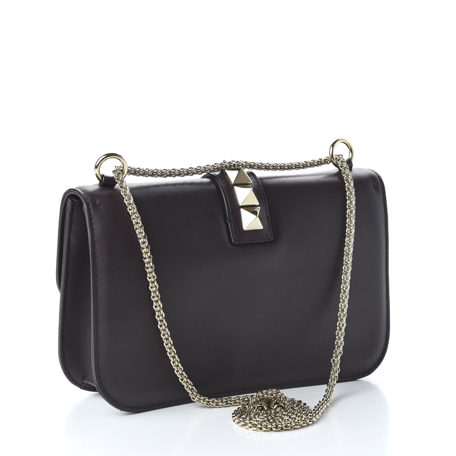 Valentino Garavani Vitello Medium Glam Lock Rockstud Flap Griotte 3 of 9