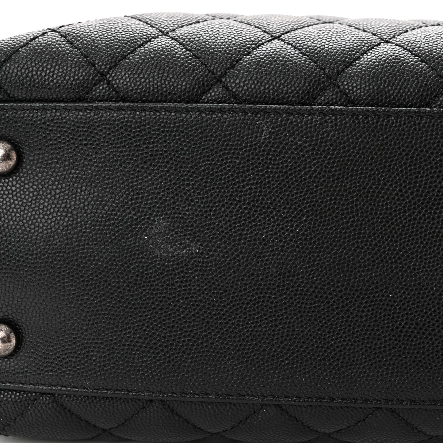 Caviar Lizard Quilted Large Coco Handle Flap Black