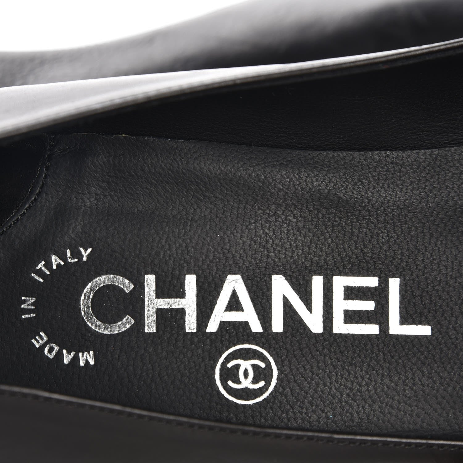 Chanel Calfskin Metal Cap Toe CC Pumps 38 Black 7 of 10