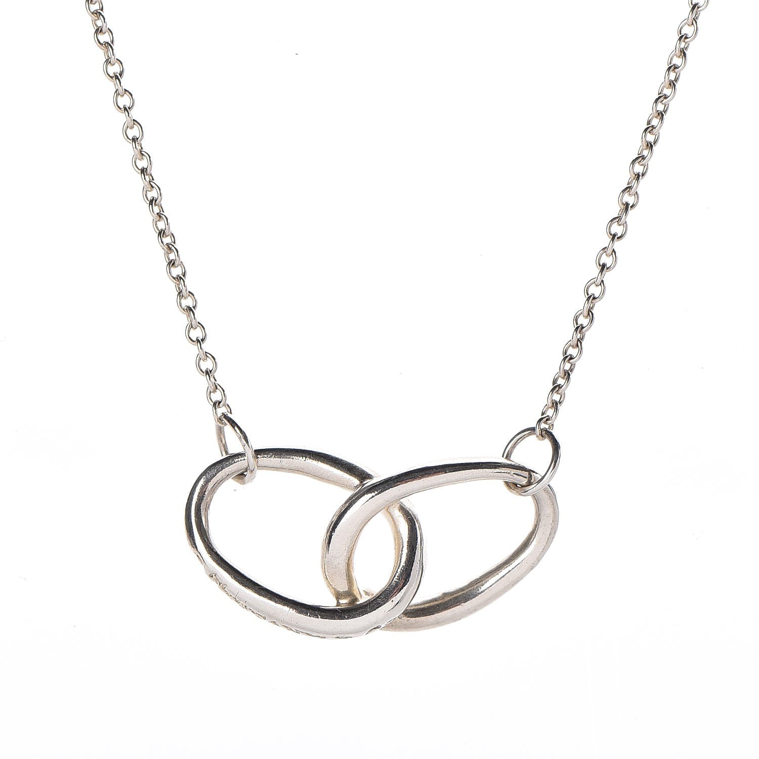 Tiffany Sterling Silver Elsa Peretti Interlocking Ovals Pendant Necklace 3 of 7