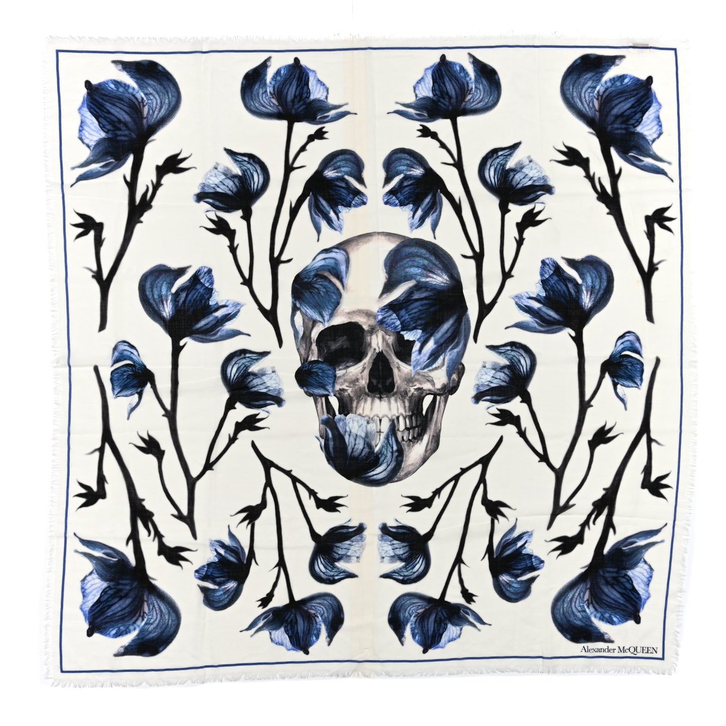 Silk Wool Bellflower Skull Shawl Multicolor