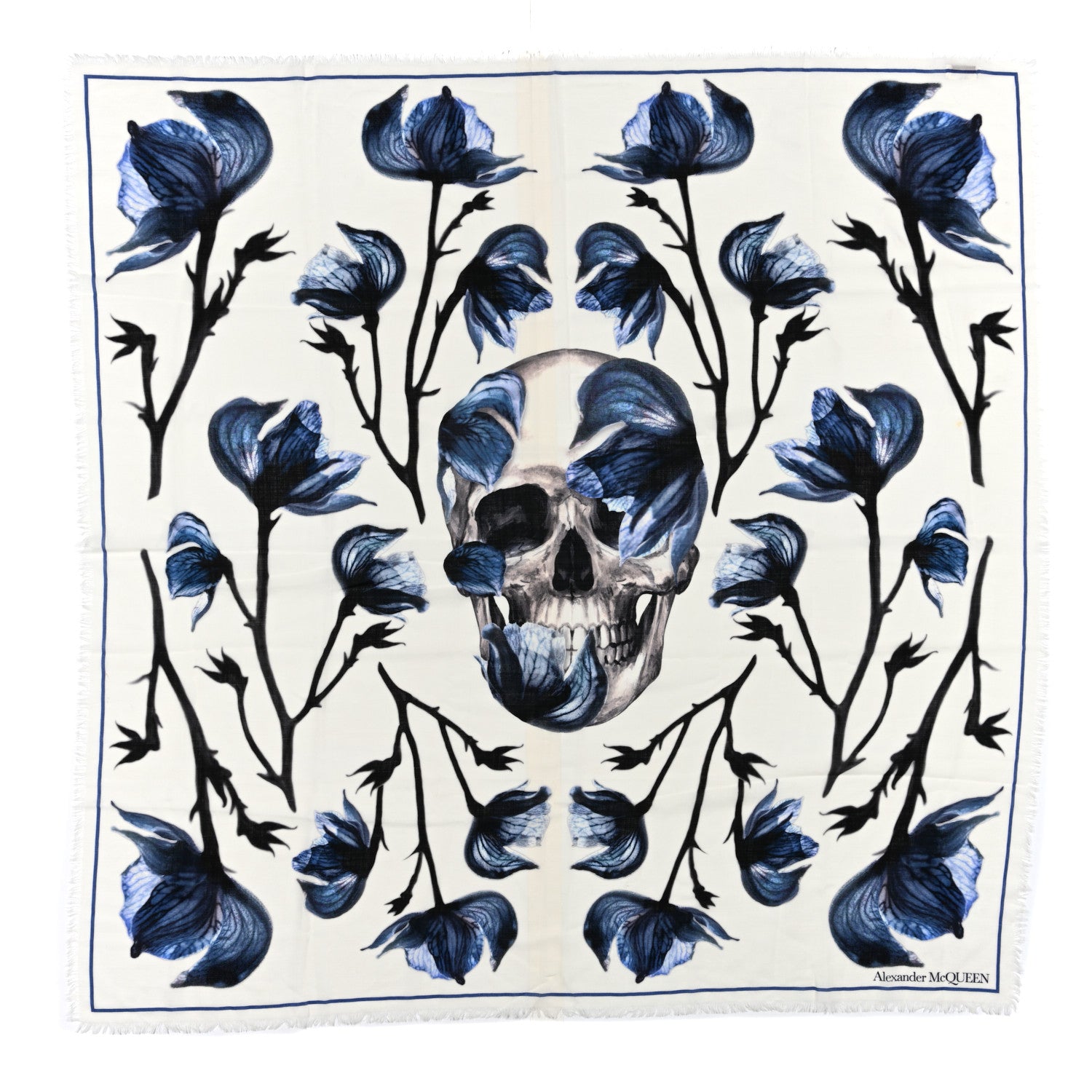 Alexander McQueen Silk Wool Bellflower Skull Shawl Multicolor 1 of 4