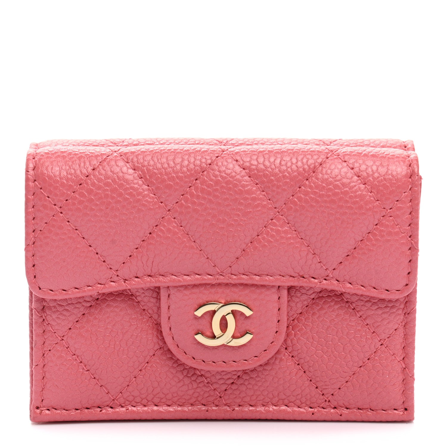Chanel Caviar Quilted Double Flap Wallet Pink 1 of 8