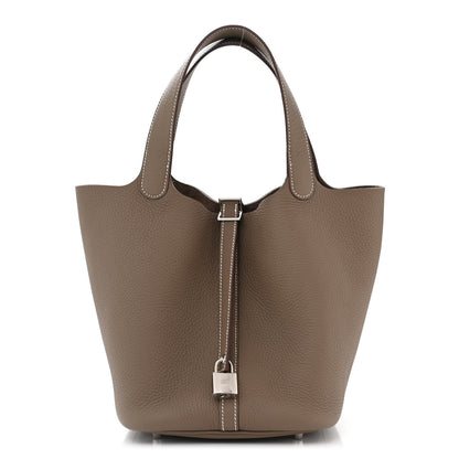 Hermes Taurillon Clemence Picotin Lock 22 MM Etoupe 1 of 11