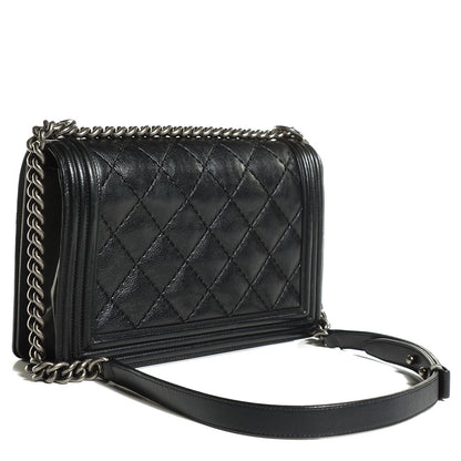 Chanel Calfskin Quilted Double Stitch New Medium Boy Flap Black 3 of 8