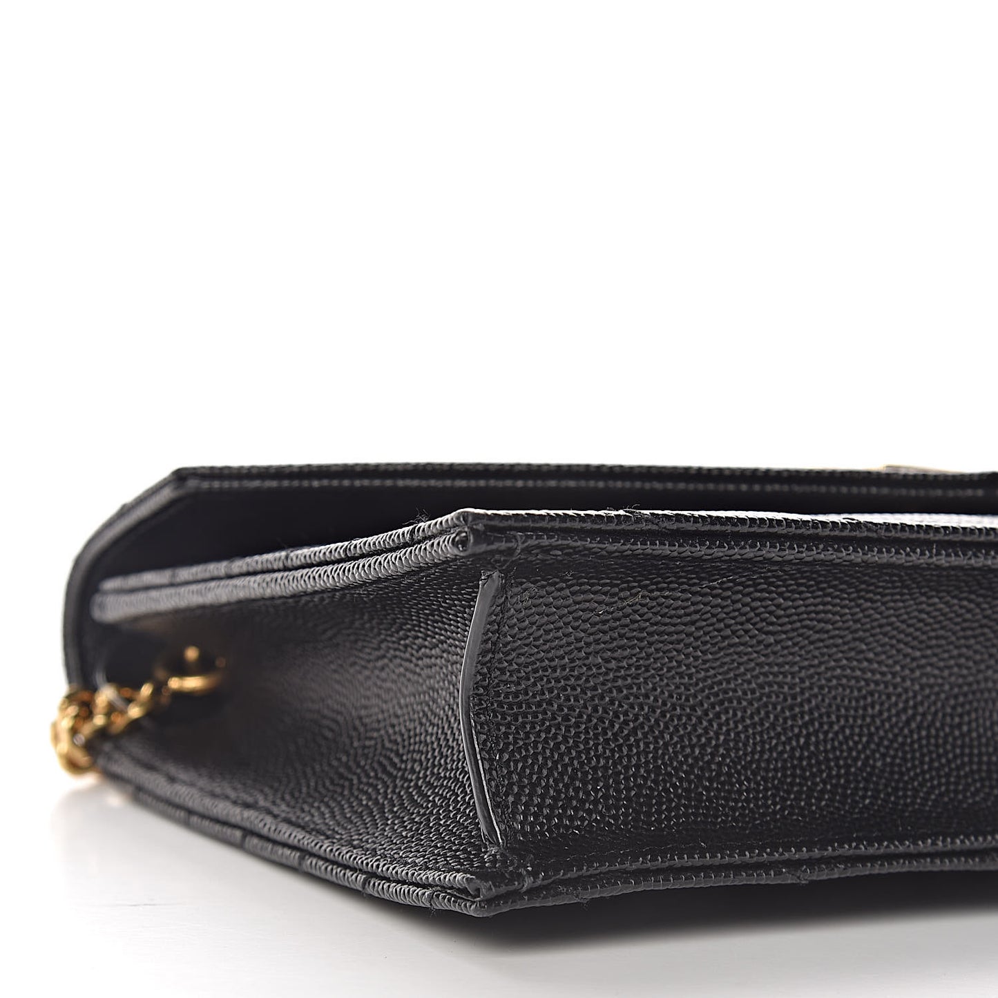 Grain De Poudre Matelasse Chevron Monogram Envelope Chain Wallet Black