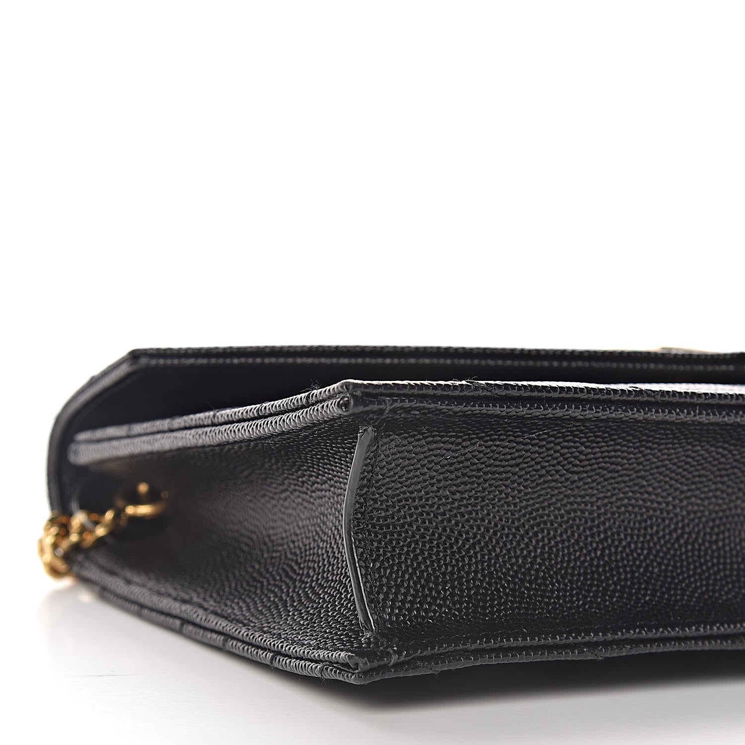 Saint Laurent Grain De Poudre Matelasse Chevron Monogram Envelope Chain Wallet Black 11 of 13