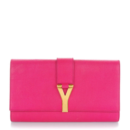Saint Laurent Textured Calfskin Classic Y Ligne Clutch Fuchsia 1 of 7