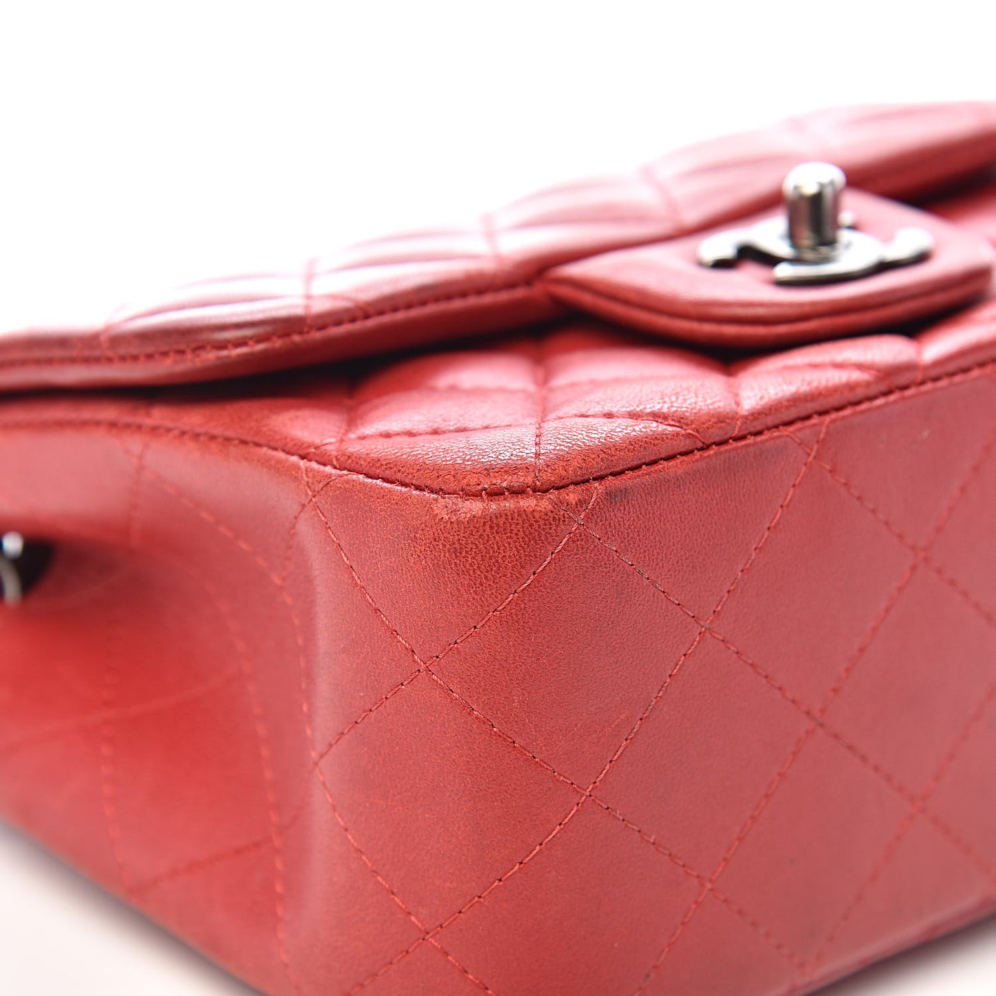 Lambskin Quilted Mini Square Flap Red
