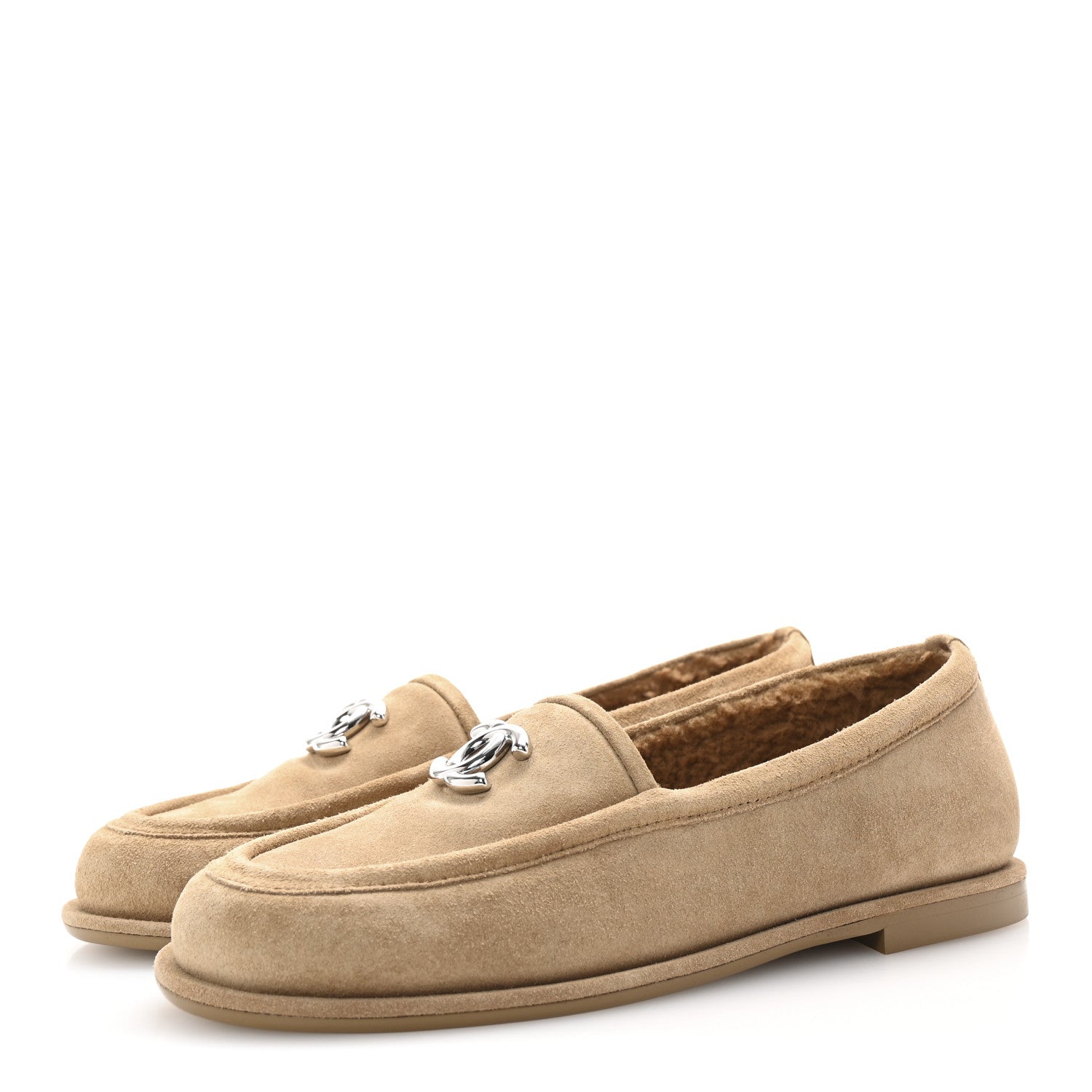 Chanel Suede Calfskin CC Loafers 36 Dark Beige 4 of 10