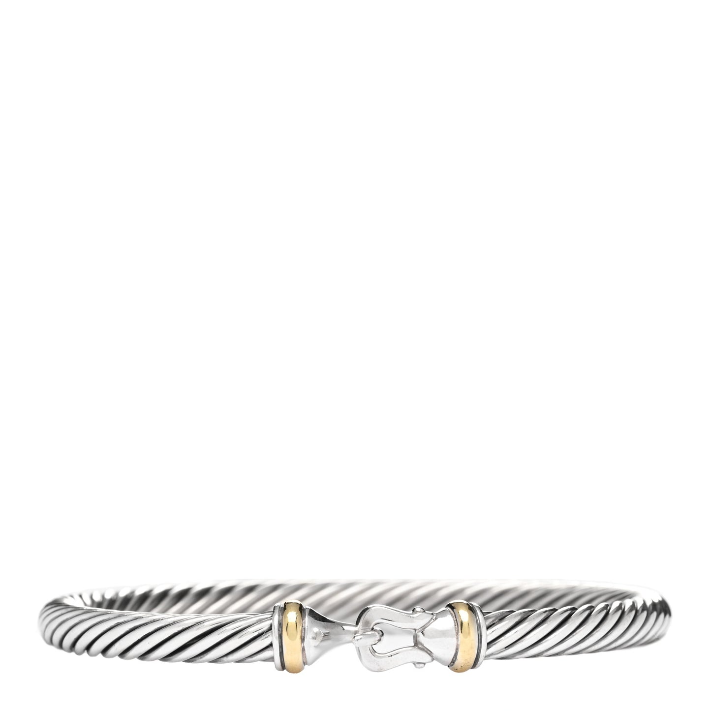 Sterling Silver 18K Yellow Gold 5mm Cable Classic Buckle Bracelet
