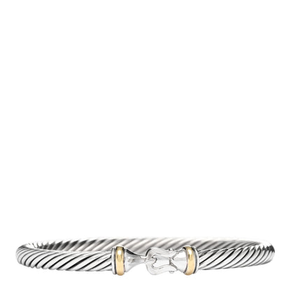 David Yurman Sterling Silver 18K Yellow Gold 5mm Cable Classic Buckle Bracelet 1 of 3