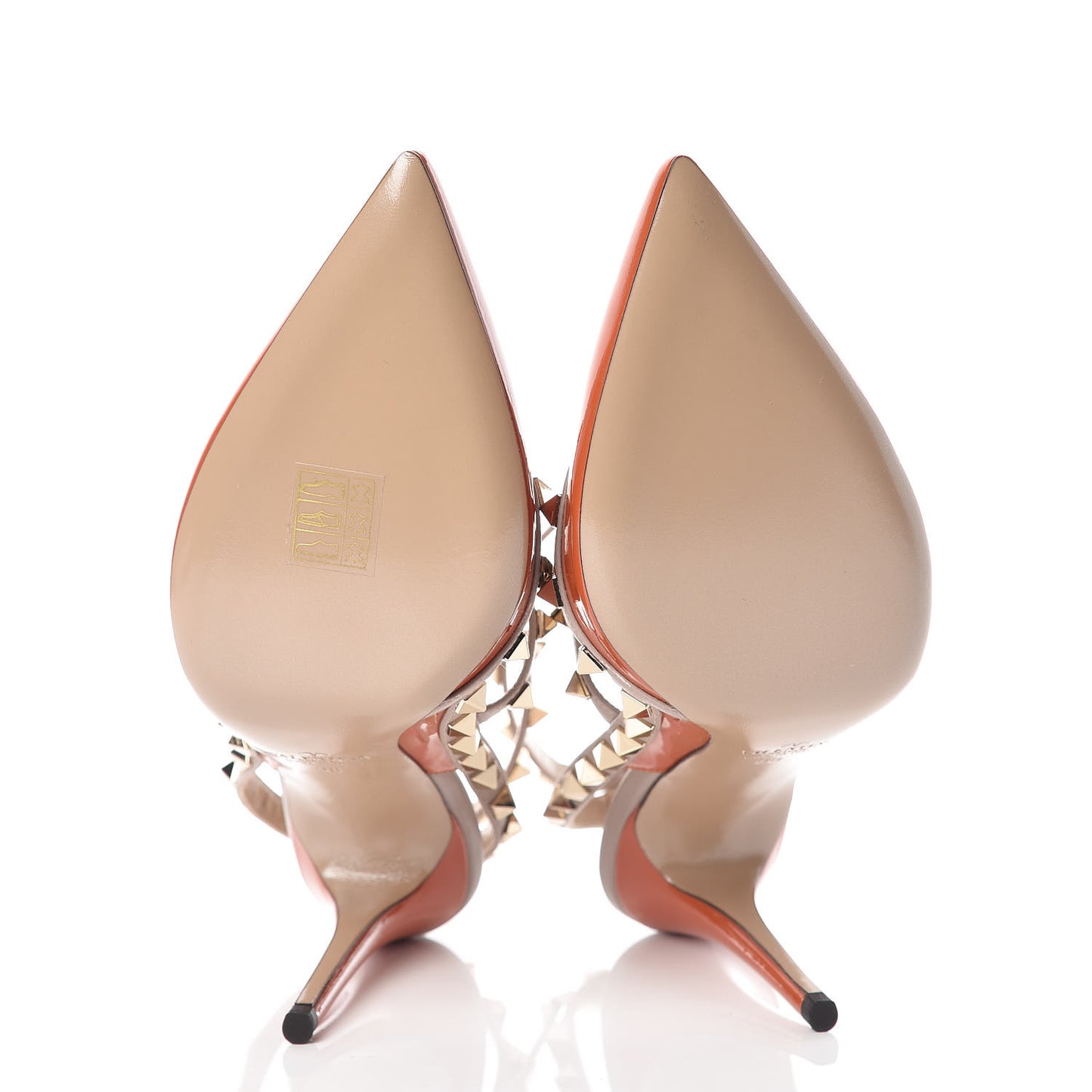 Patent Nappa Rockstud Ankle Strap 100mm Pumps 38 Orange Poudre