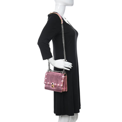 Fendi Vitello Catalan Mirror Scalloped Multi Studded Small Kan I Shoulder Bag Fuxia Chiaro 2 of 10