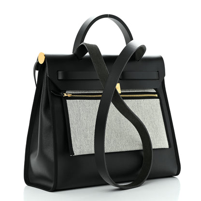 Hermes Toile H Berline Vache Hunter Herbag Zip PM 31 Black Ecru 4 of 12