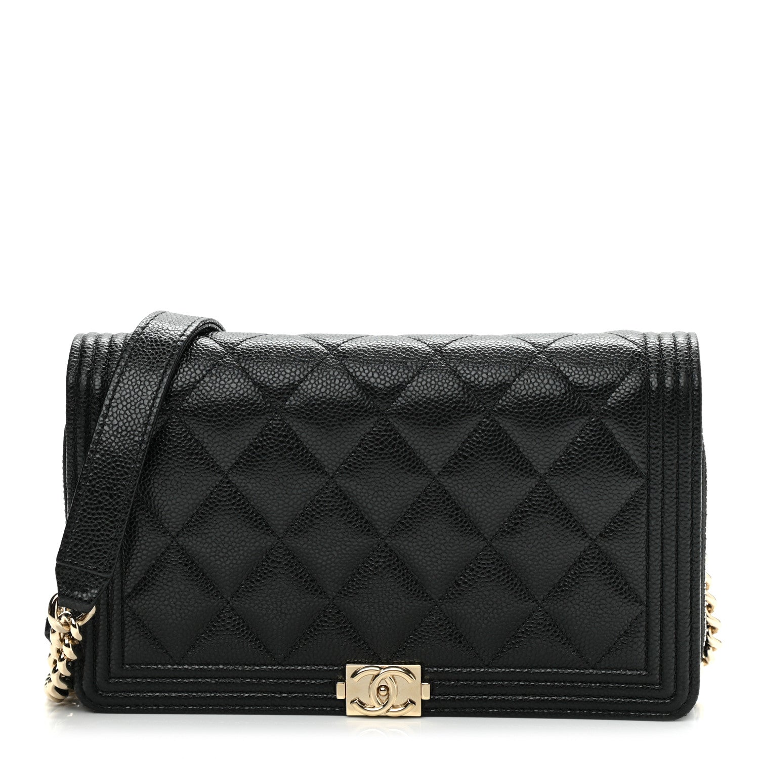 Chanel Caviar Quilted Boy Phone Holder Wallet On Chain Black 1 of 14