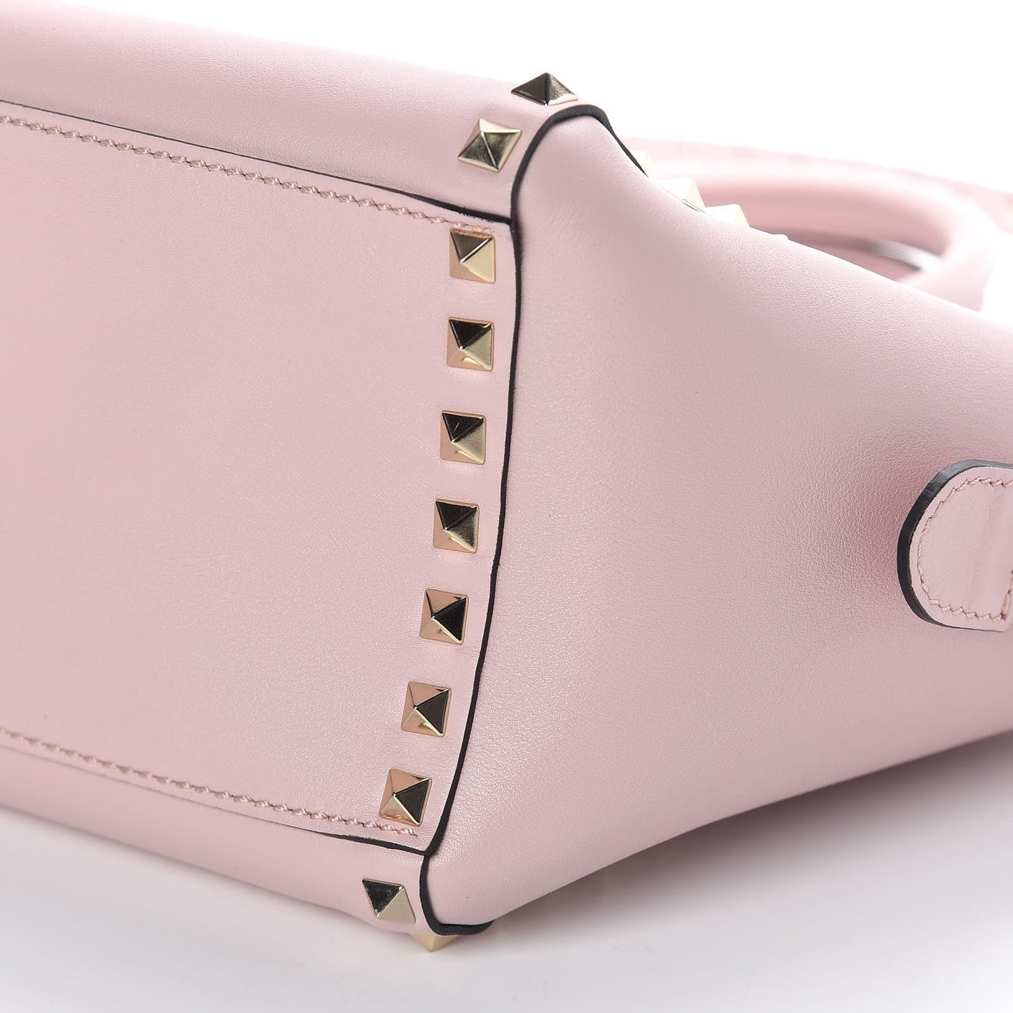 Vitello Small Rockstud Double Handle Tote Water Rose