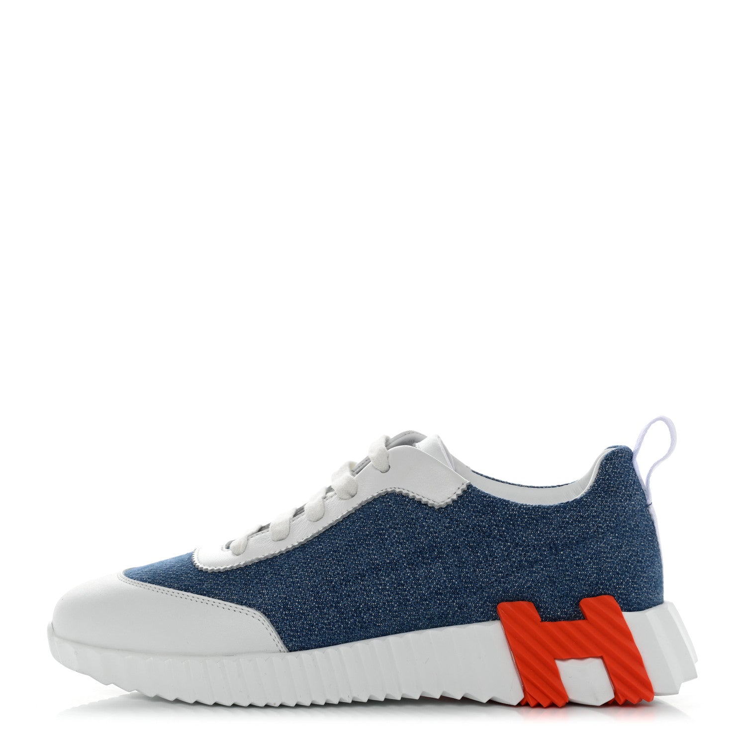 Hermes Denim Suede Goatskin Bouncing Sneakers 38 Bleu Clair White 1 of 8
