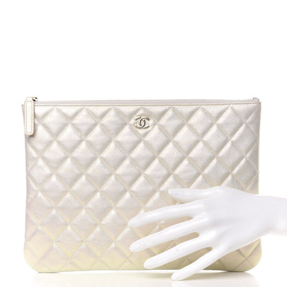 Chanel Iridescent Lambskin Quilted Medium Cosmetic Case White 2 of 8
