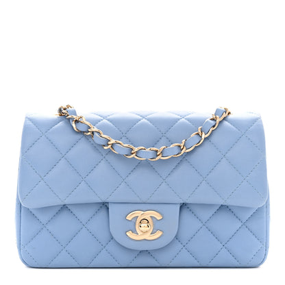 Chanel Lambskin Quilted Mini Rectangular Flap Light Blue 1 of 11