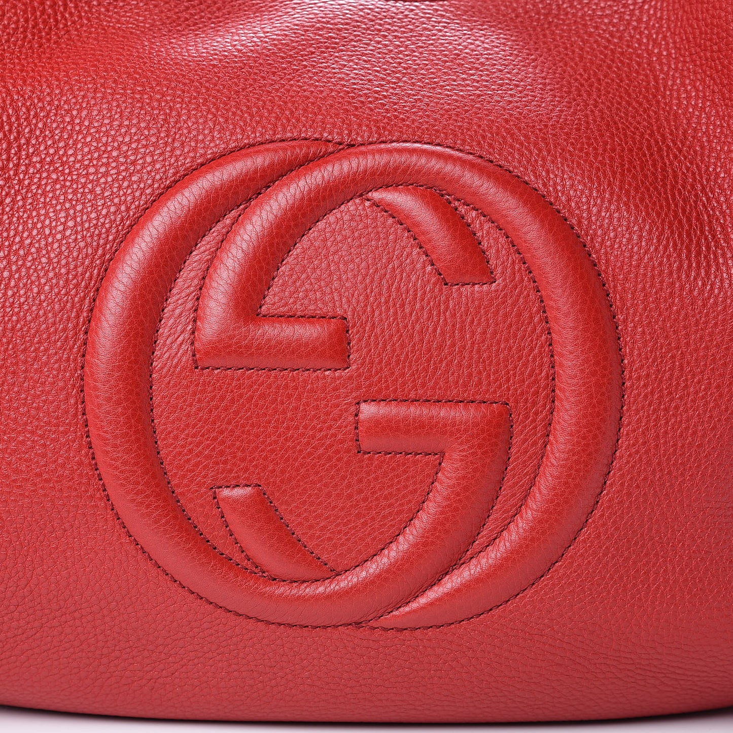 Pebbled Calfskin Large Soho Hobo Red
