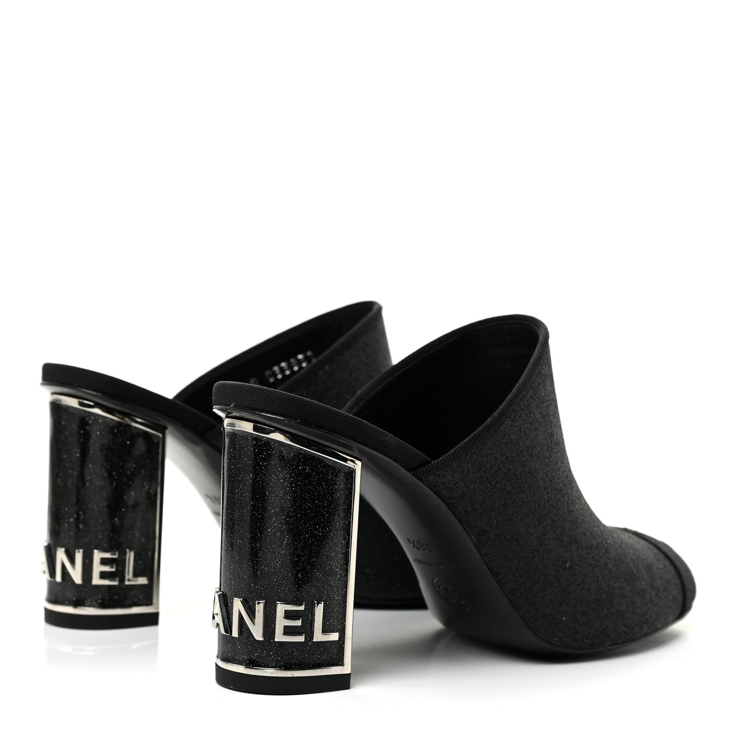 Fabric Cap Toe CC Mules 36.5 Black