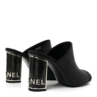 Chanel Fabric Cap Toe CC Mules 36.5 Black 5 of 13