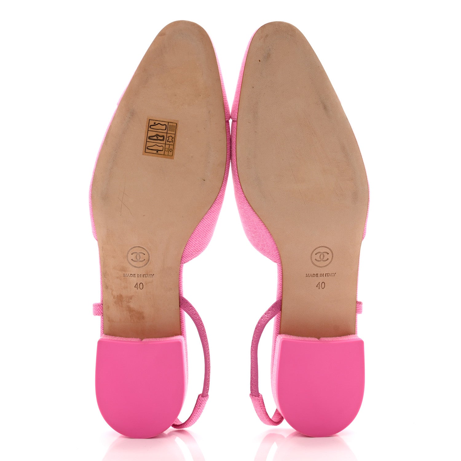 Chanel Denim Cap Toe CC Slingback Flat 40 Neon Pink 5 of 8