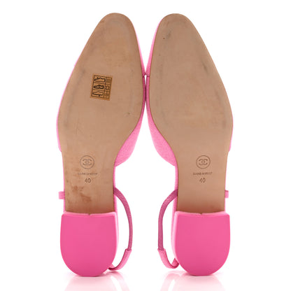 Chanel Denim Cap Toe CC Slingback Flat 40 Neon Pink 5 of 8