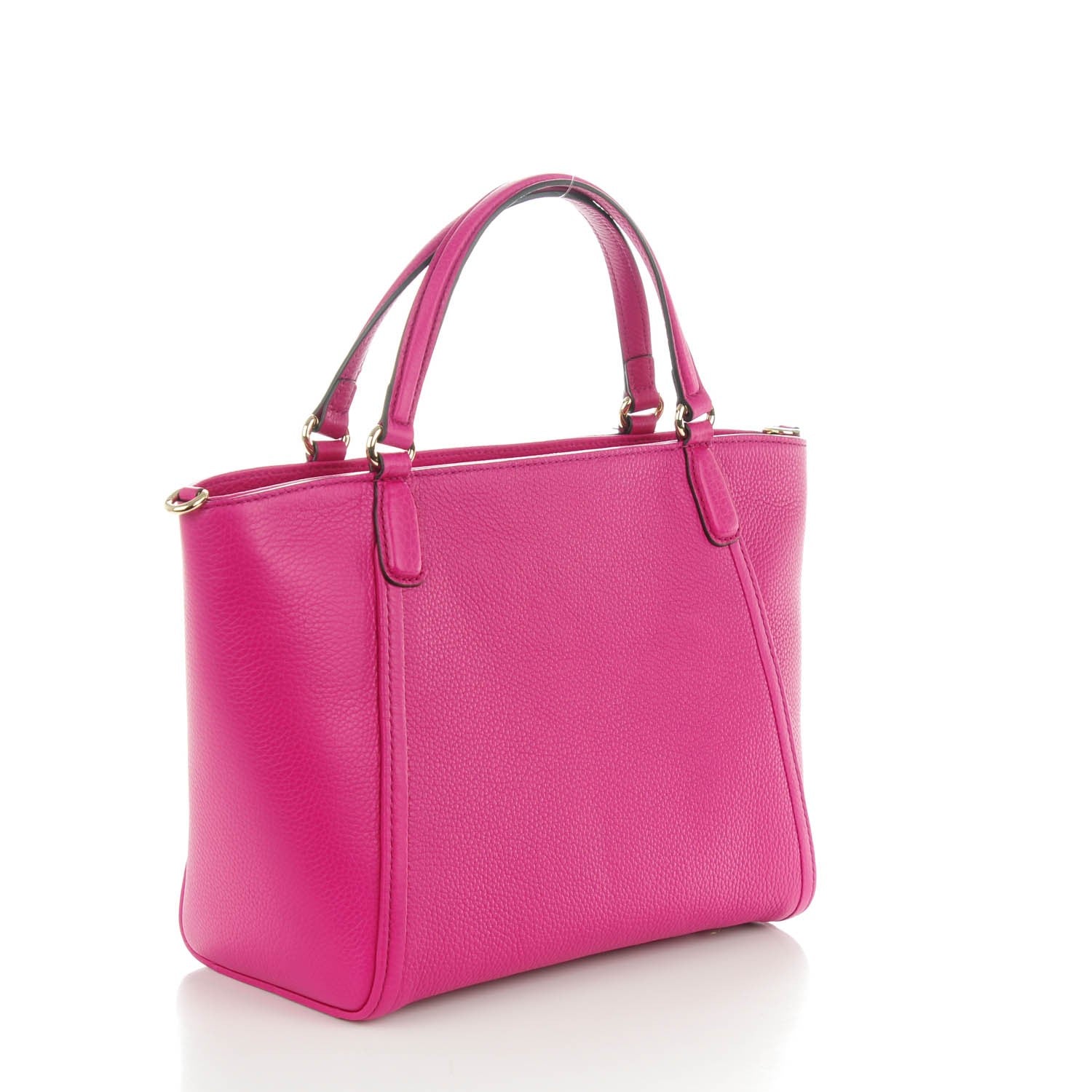Gucci Pebbled Calfskin Small Soho Top Handle Bag Bright Bougainvillea 3 of 7