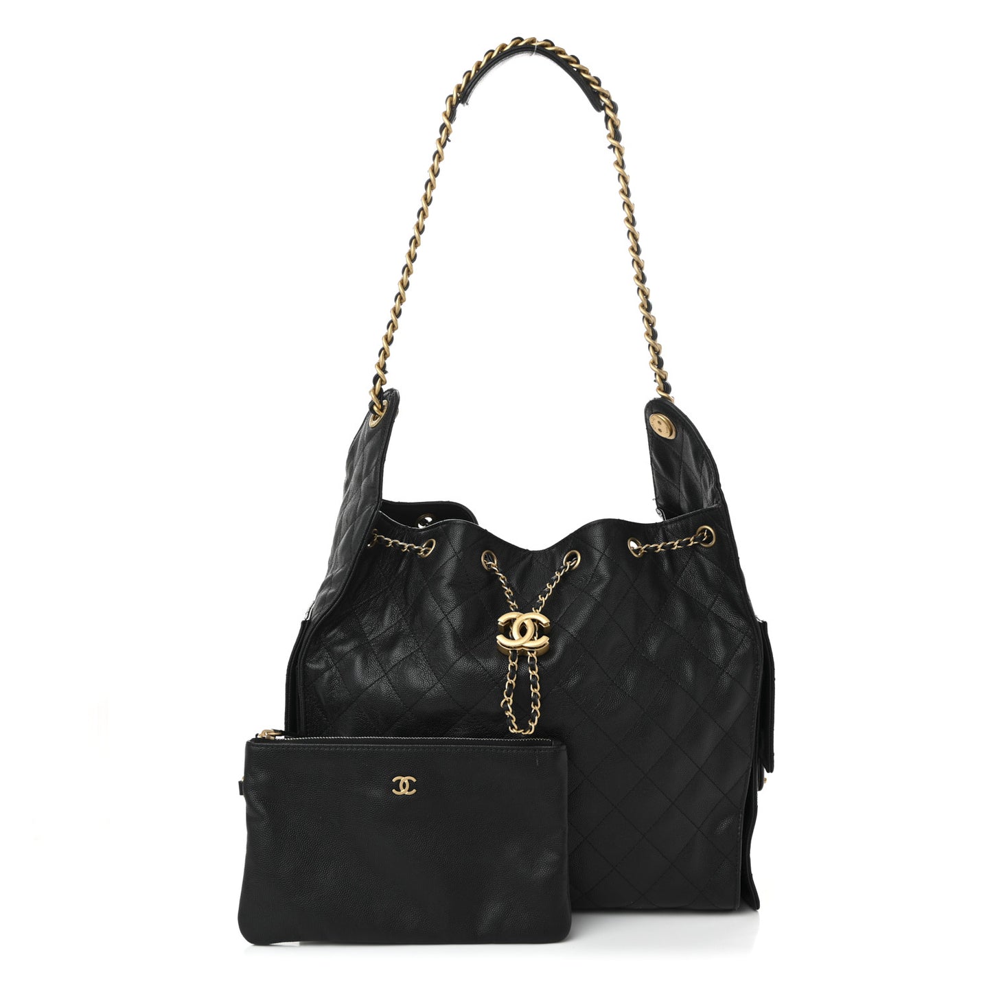 Caviar Quilted Medium Chanel 25 Handbag Black