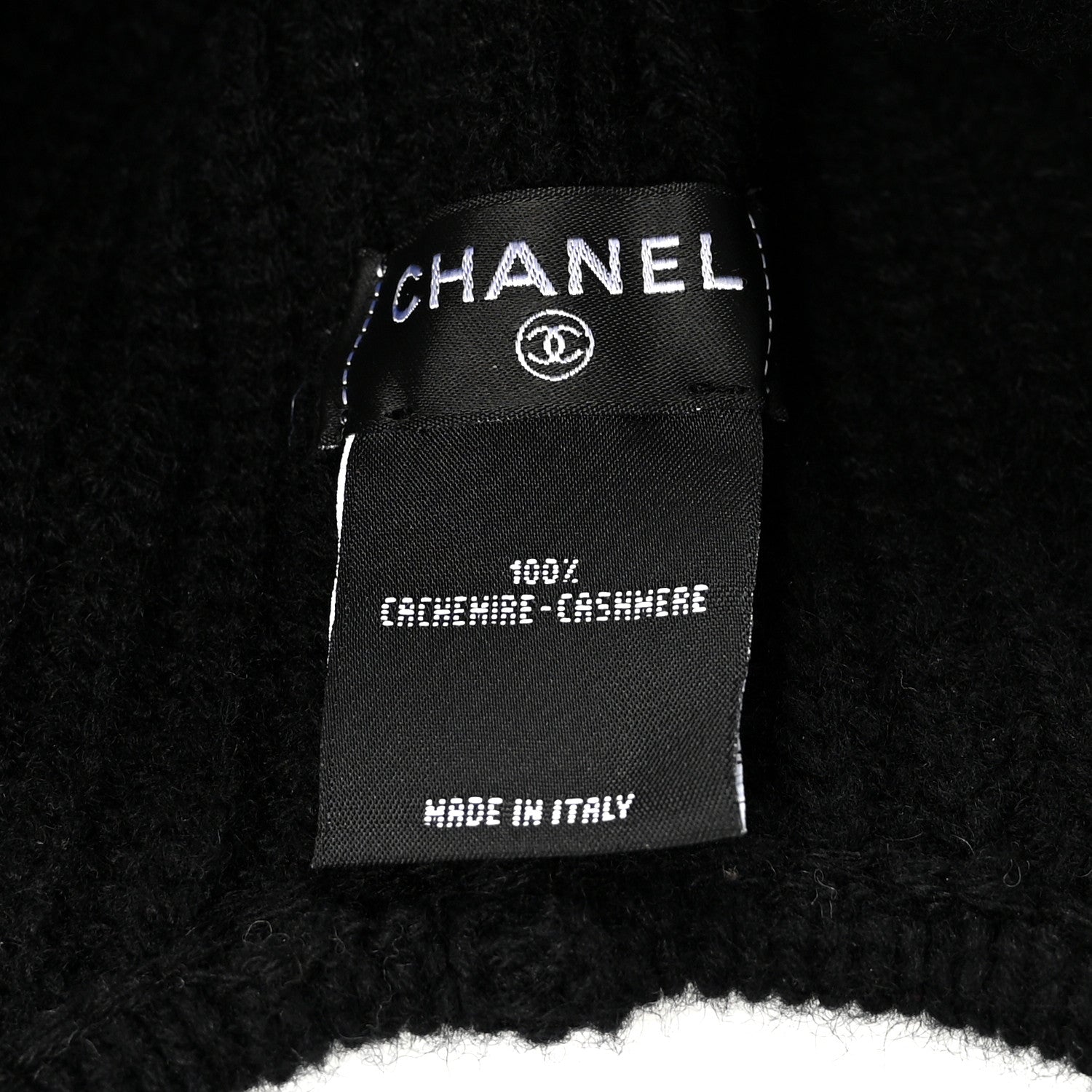 Chanel Cashmere CC Beanie Hat Black White 5 of 5