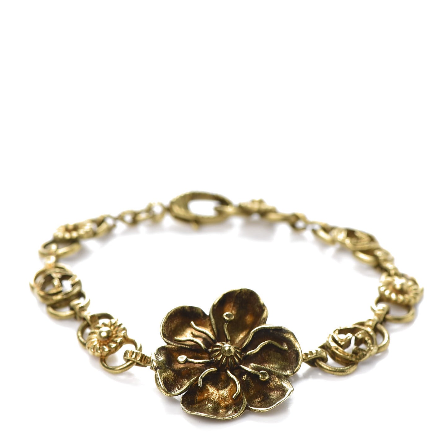 Metal Floral Detail Bracelet Aged Gold