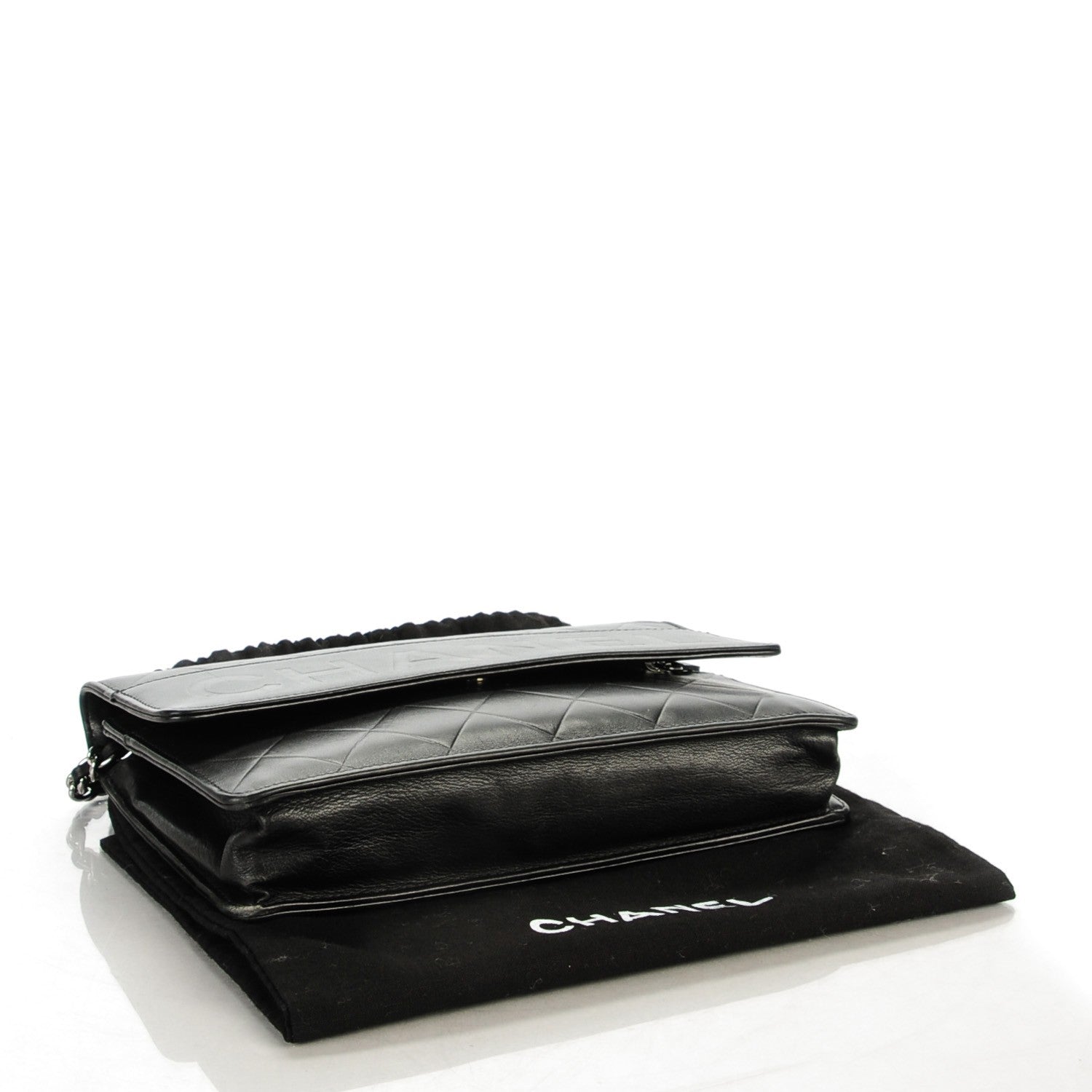 Chanel Lambskin Embossed Lax Wallet On Chain WOC Black 4 of 8