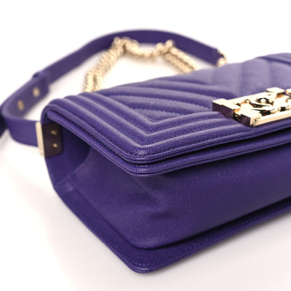 Chanel Caviar Chevron Quilted Small Boy Flap Purple 7 of 9