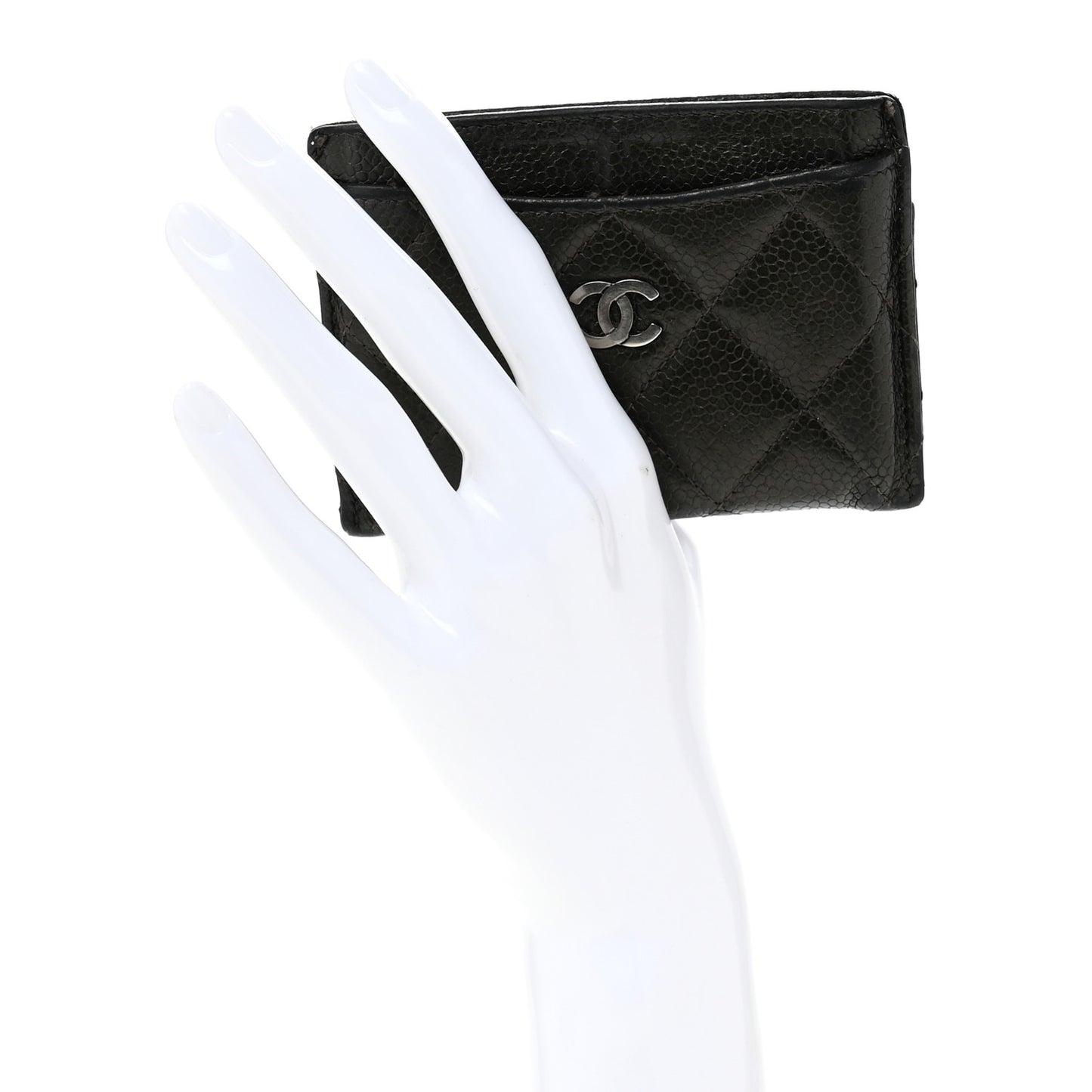 Caviar Quilted Card Holder Black