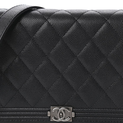 Chanel Caviar Quilted Boy Wallet On Chain WOC Black 11 of 11