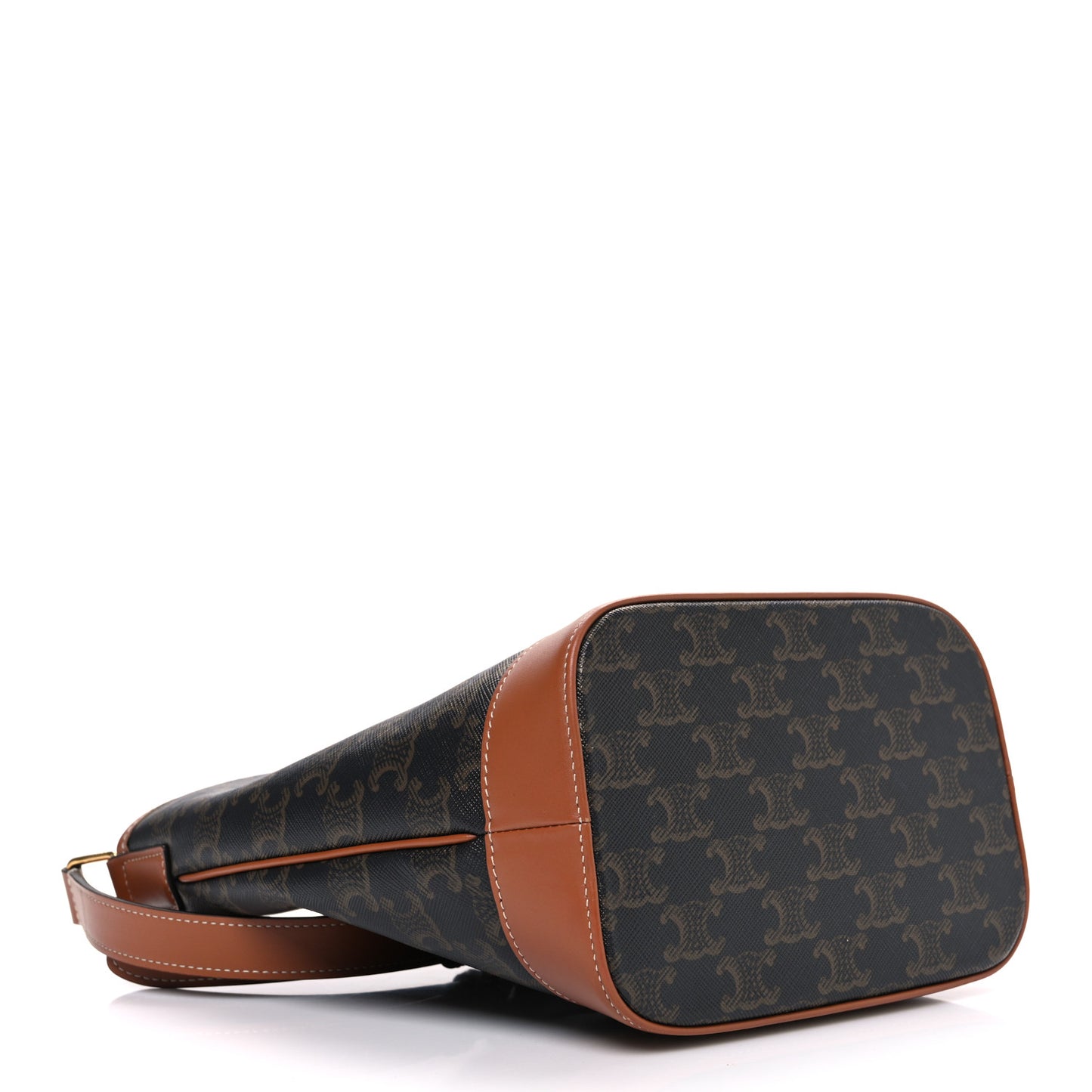 Triomphe Canvas Calfskin Small Bucket Bag Tan