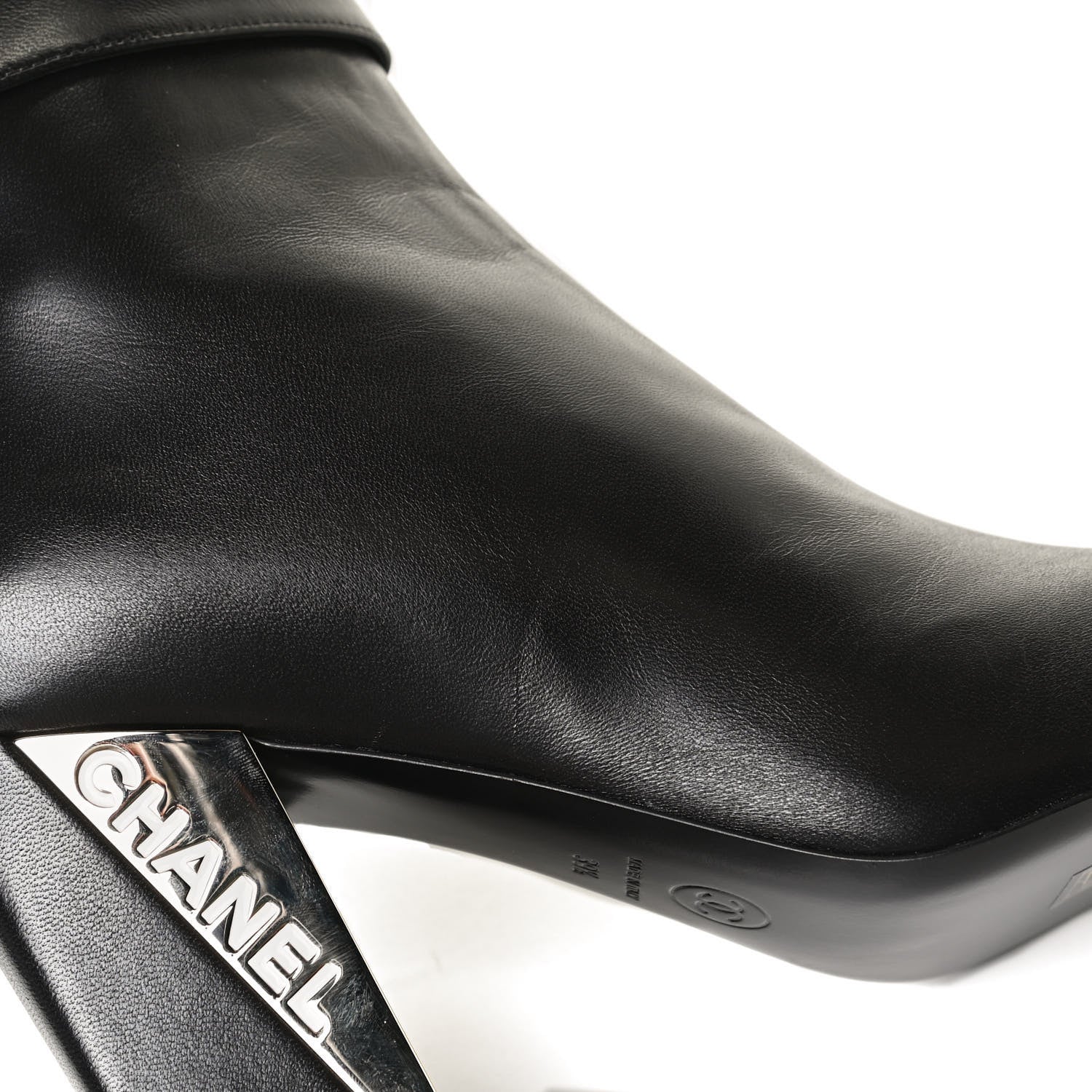 Chanel Lambskin Grosgrain Triangle & Collar 90 Ankle Boots 39.5 Black 11 of 12