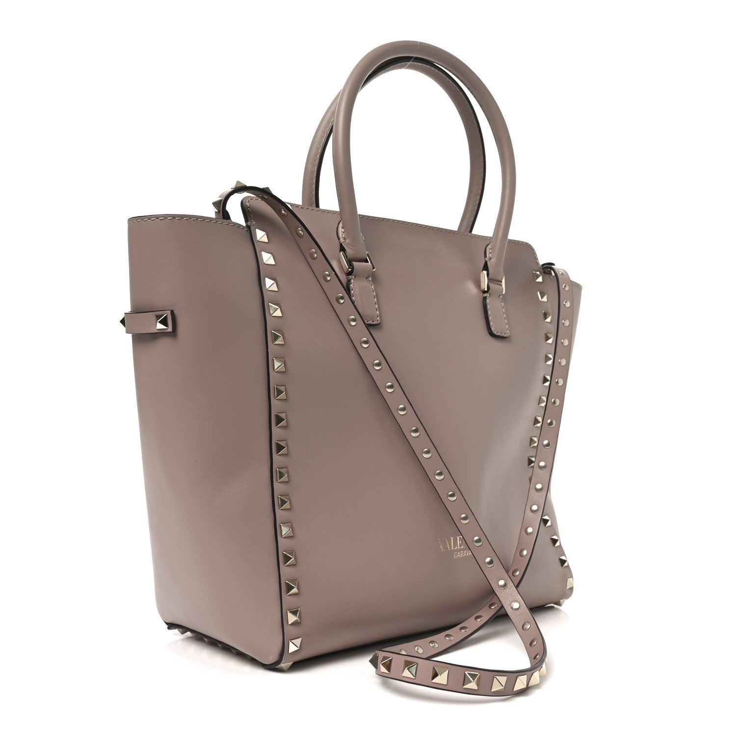 Valentino Garavani Vitello Small Rockstud Double Handle Tote Poudre 3 of 9