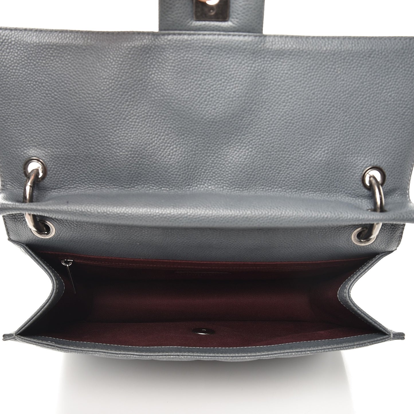 Caviar Quilted Large Retro Class Flap Grey