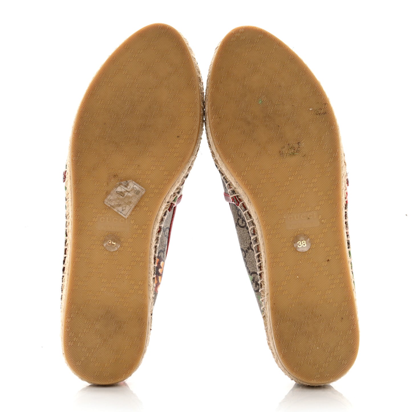 GG Supreme Monogram Tian Womens Espadrilles 38 Beige Multicolor Red