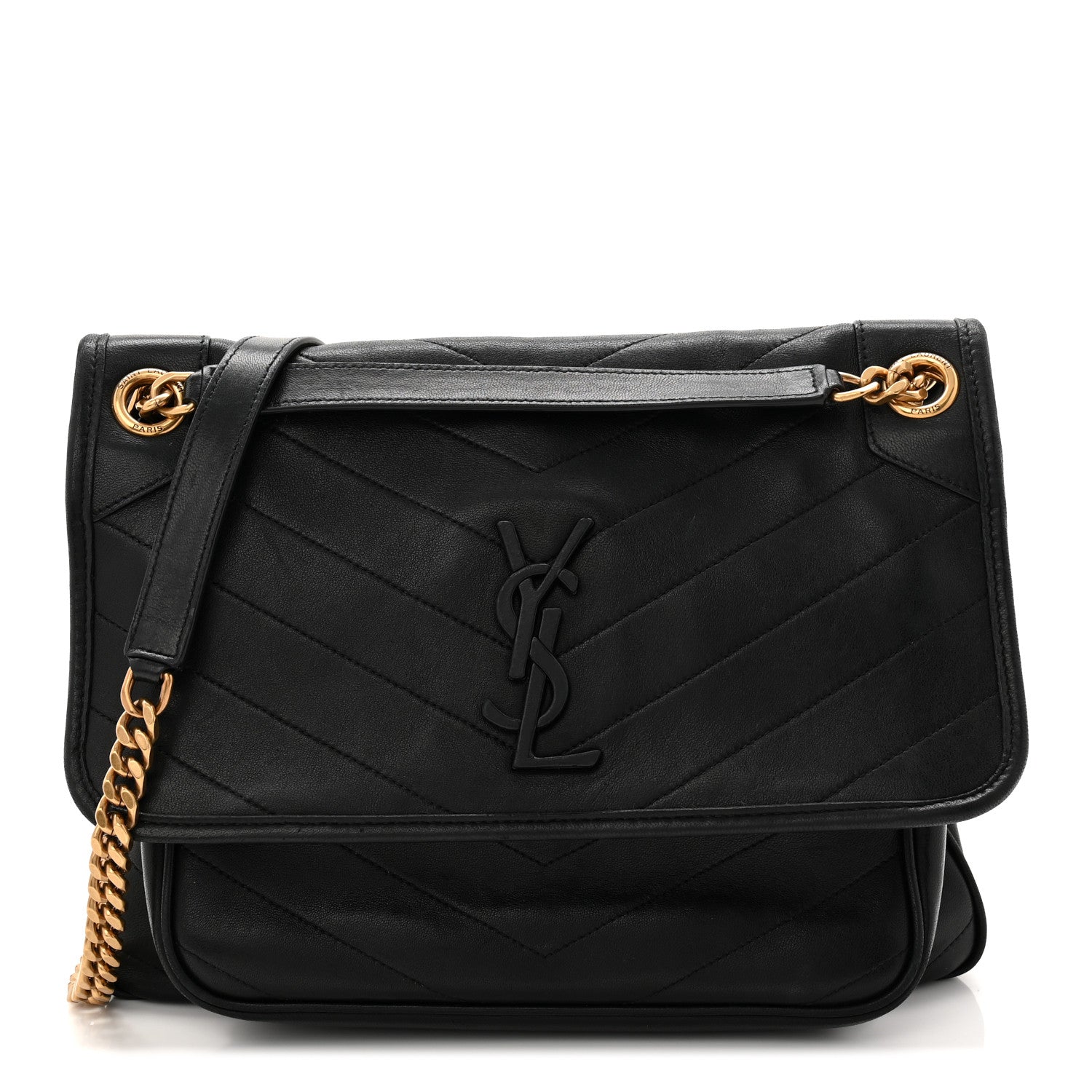 Saint Laurent Lambskin Matelasse Monogram Medium Niki Chain Satchel Black 1 of 10